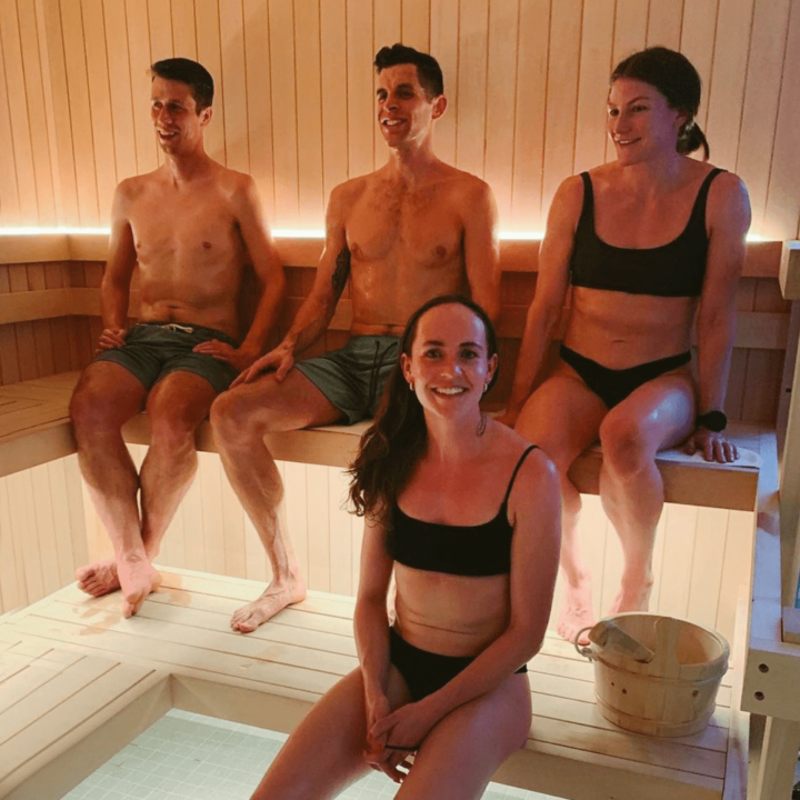 Group of people sitting in sauna at Ritual Nordic Spa in Victoria