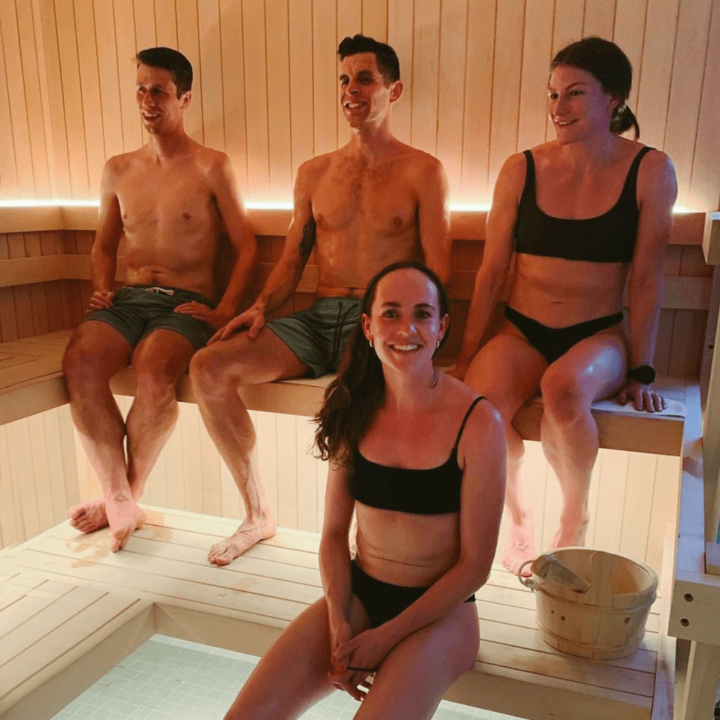 Group of people sitting in sauna at Ritual Nordic Spa in Victoria