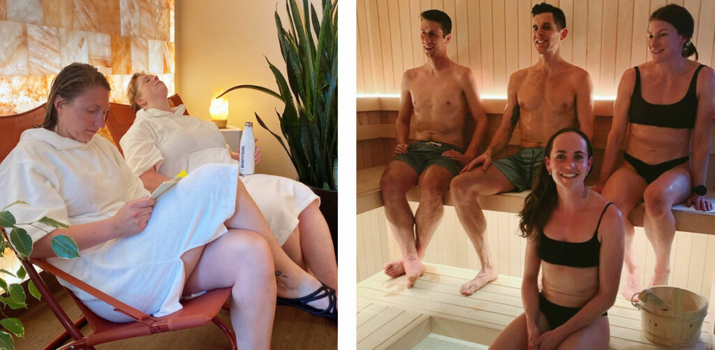 Customers enjoying their time at Ritual Nordic Spa's sauna circuit