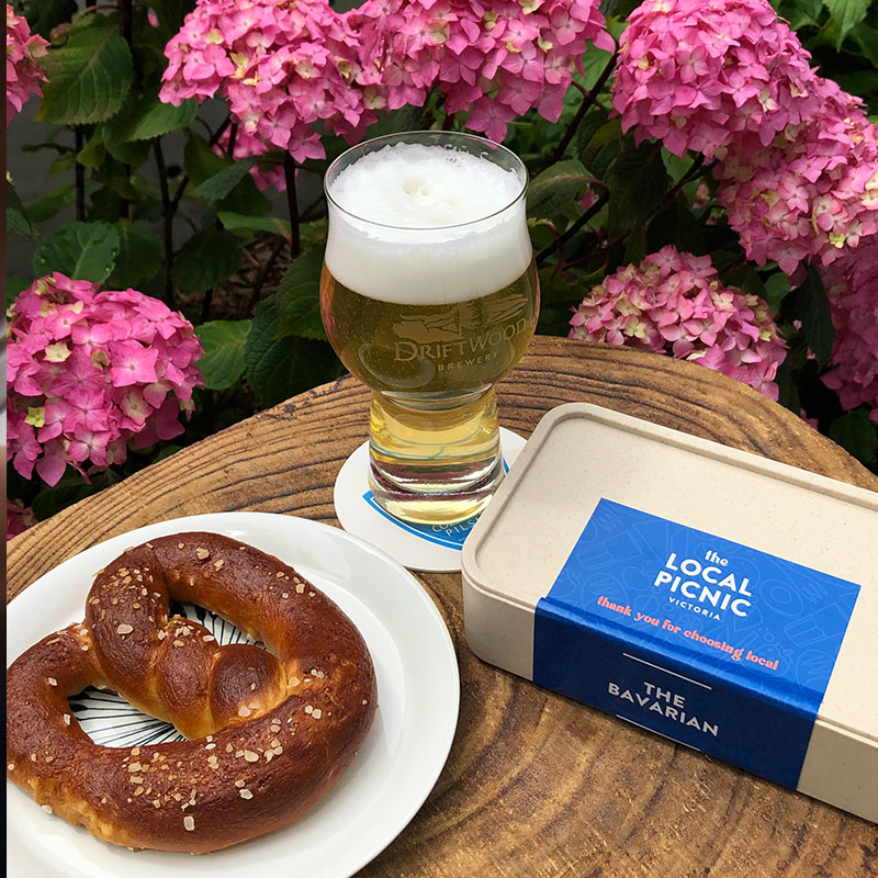 Enjoy a beer and pretzel from the Local Picnic at Ritual Nordic Spa