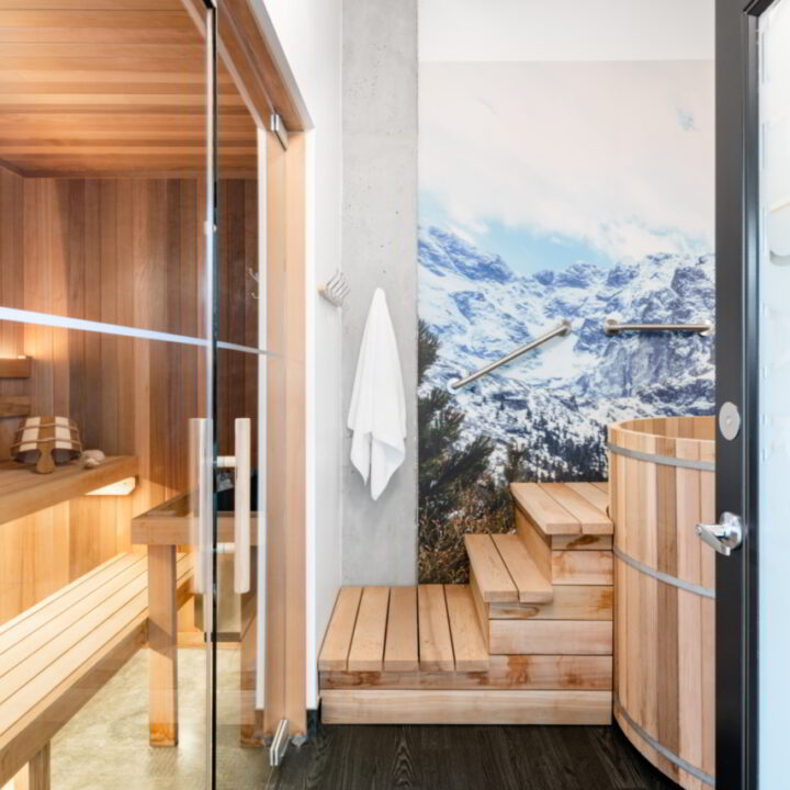 Enjoy complete privacy, go nude if you like! Featuring a large, four-person, two-bench cedar sauna, with a separate soaking tub right beside.