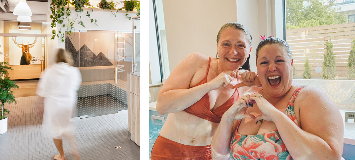 Women enjoying the wellness benefits of a cold plunge at Ritual Nordic Spa Victoria